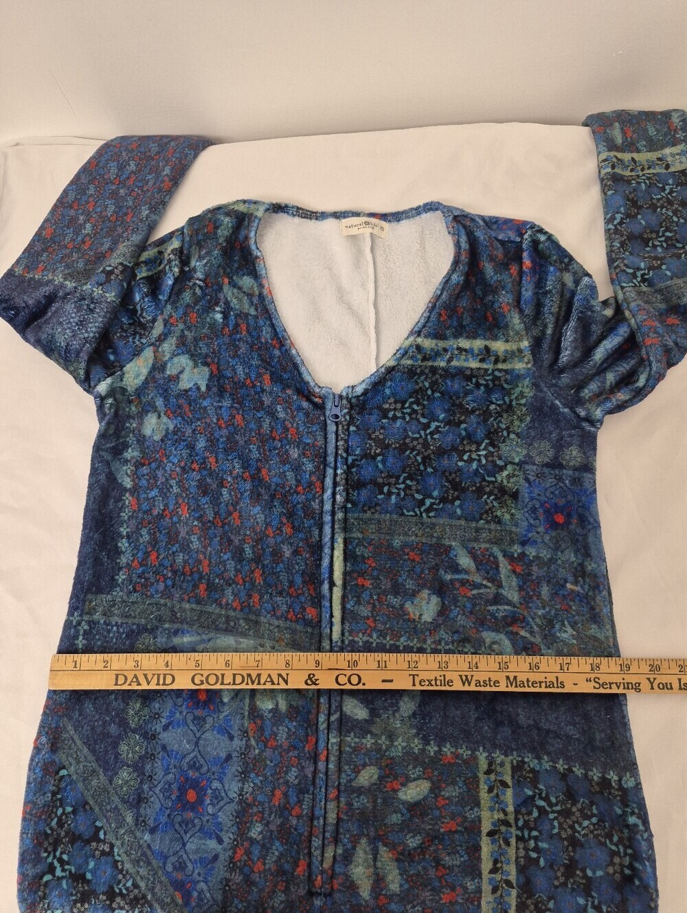 Natural Life Fuzzy Cozy Fleece Leaf Patchwork Onesie Jumpsuit sz XS - Picture 5 of 7